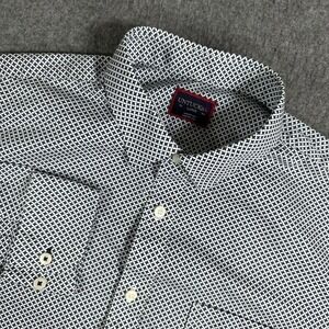 UNTUCKit Moreschi Mens Large White Navy Geometric Starburst Cotton Shirt